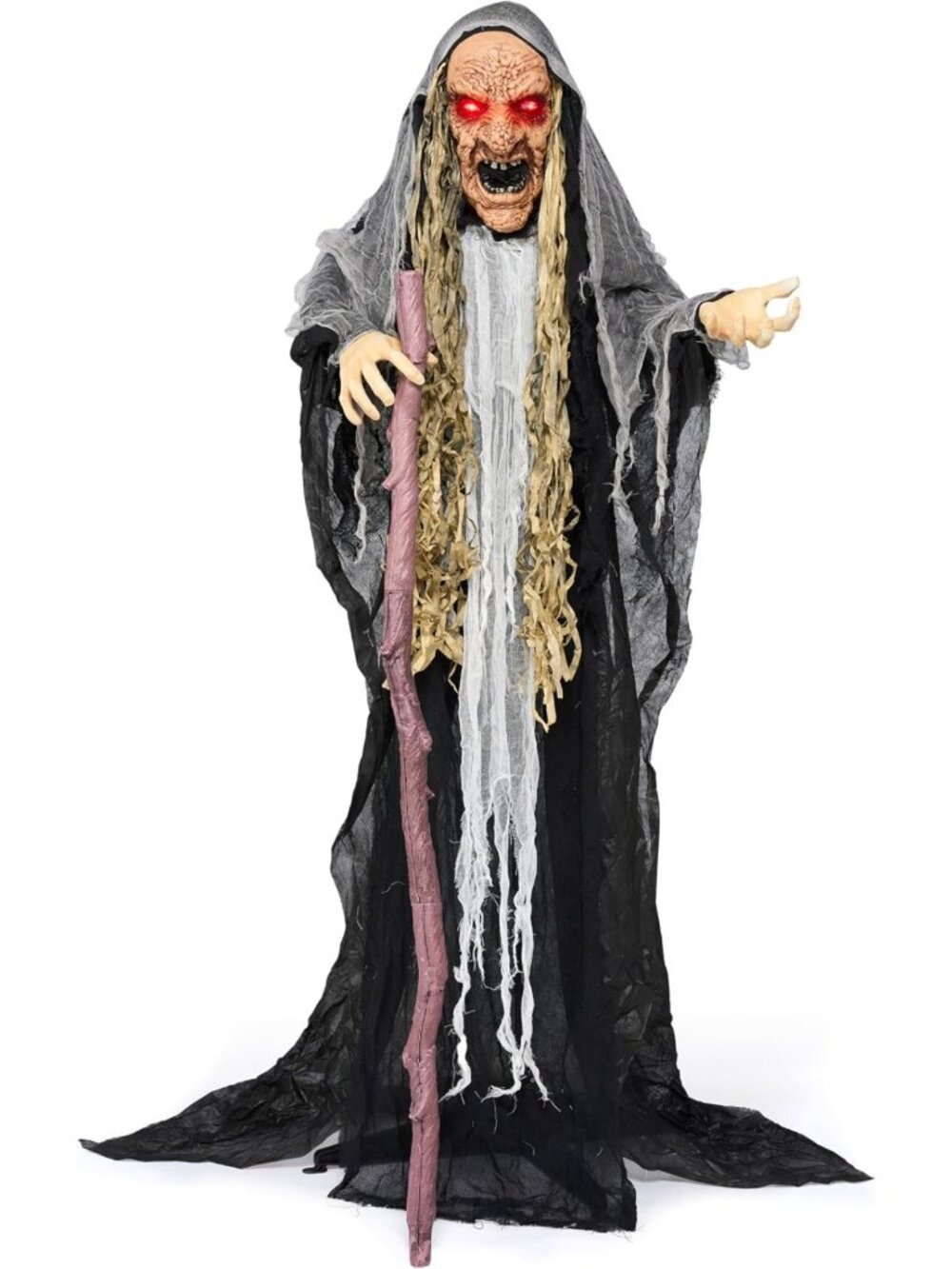 62” Halloween Animatronic Hunchback Witch - Motion Activated Scary Decor for